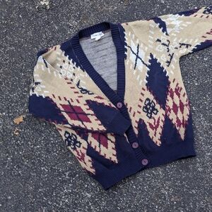 Vintage 90s Diamond Flower Cardigan